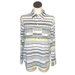 2/$30 Cato Pullover Button Down Shirt Long Roll Sleeves Womens M Lightweight Cot